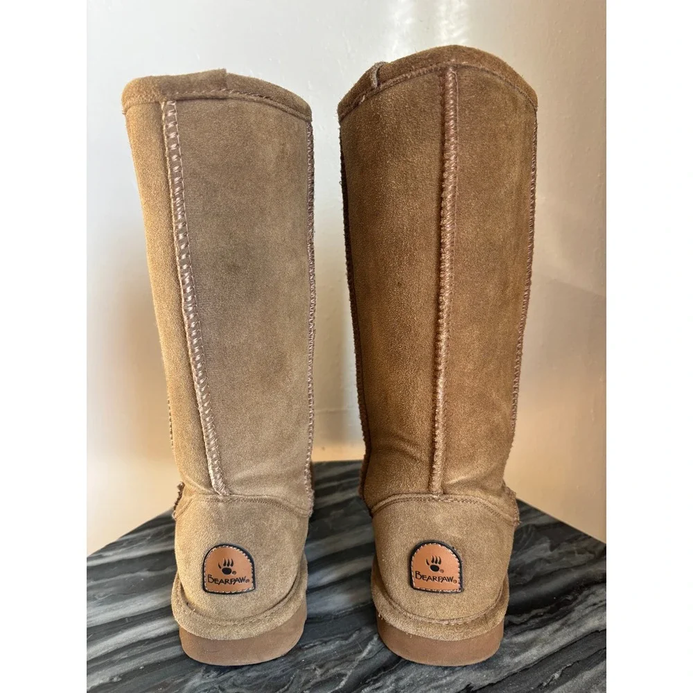 Bearpaw Tall Suede Boots Brown Winter Comfort‎ Lined Women's Size 8